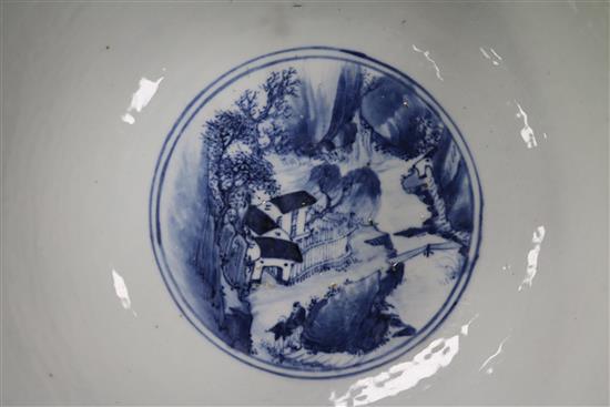 A Chinese blue and white bowl, 19th century, diameter 30.5cm